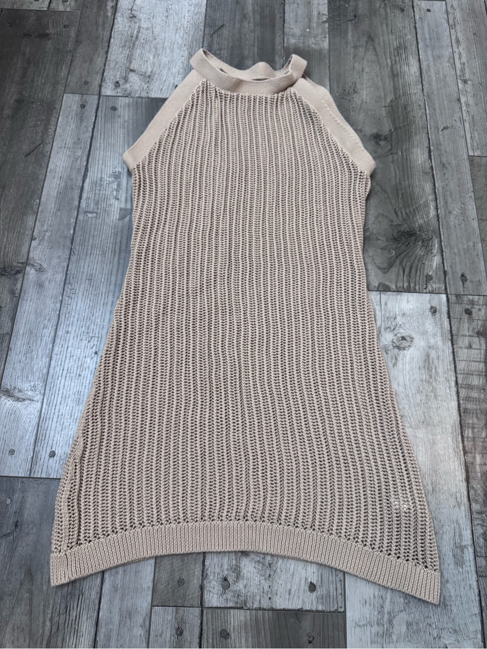 Quince Organic Cotton Open-Knit Cover Up Mini Dress Beige Women Small